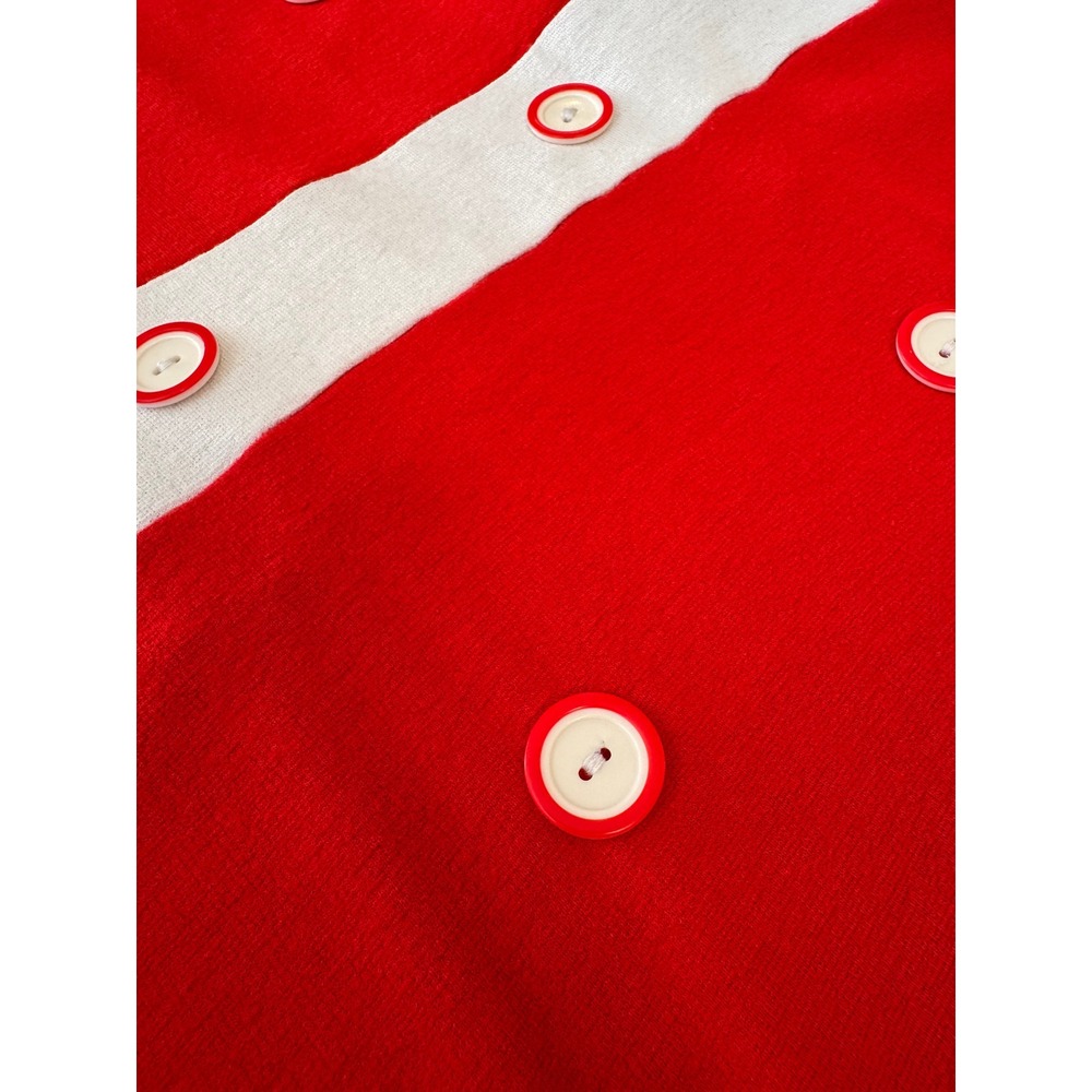 Venus Red White Knit Sheath Dress‎ Sleeveless Button Accent Mod Retro Sz 10 - Picture 3 of 9